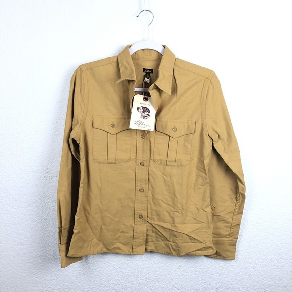 NWT LL Bean womens Blouse size 4 LONG SLEEVE Mustard Yellow Button Down - Picture 1 of 8